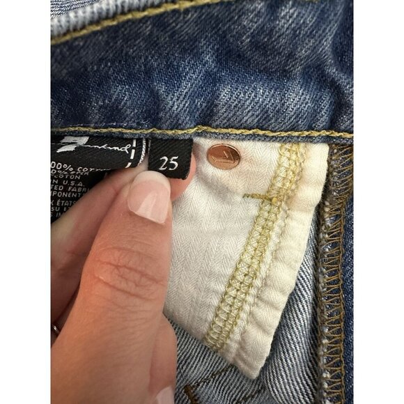 7 for All Man Kind Womens Cut-Off Jeans Shorts Size 25 Raw Hem Frayed Distressed - Picture 8 of 16